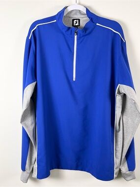 FootJoy Mens 1/4 Zip Golf Pullover Size XL Royal Blue Gray Sporty Outdoors